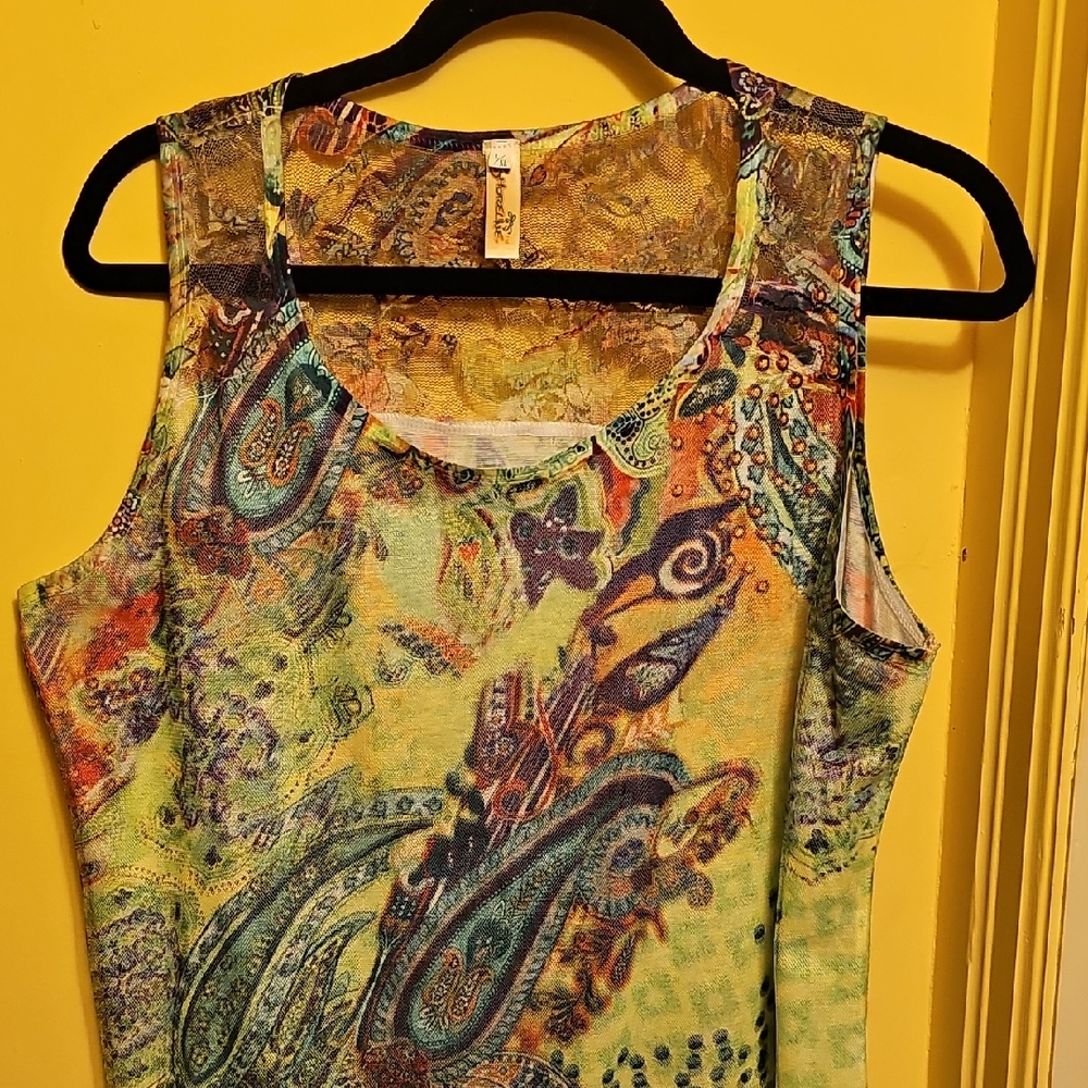 Shoreline Blue and Yellow Graphic Tank Top